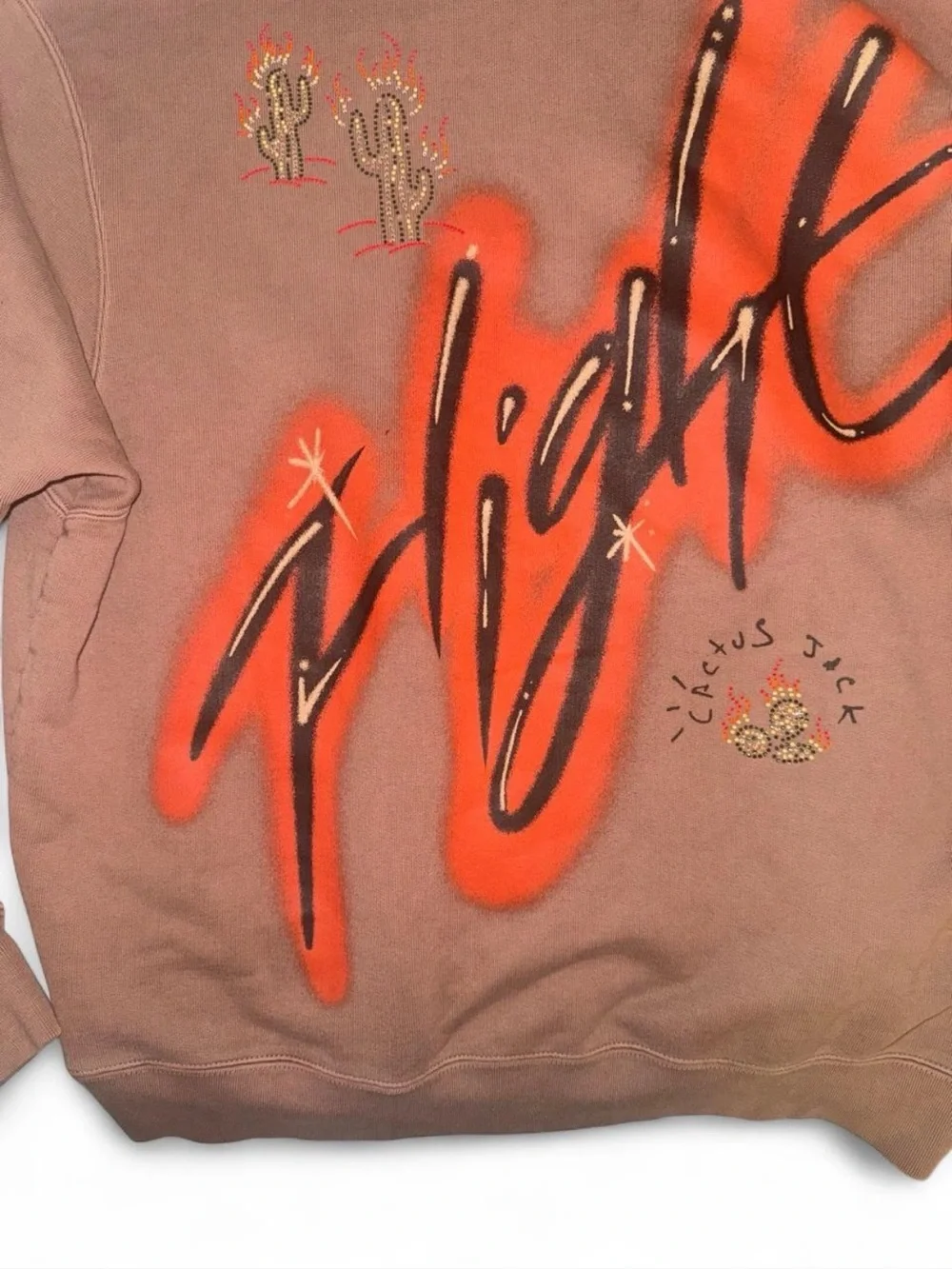 Jordan x cactus Jack Brown Embroidered Cactus Hoodie - Men